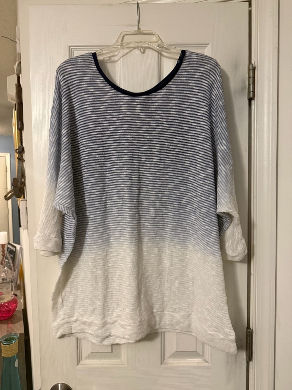 Lane Bryant Blue and White Striped Dip-Dye Summer Sweater